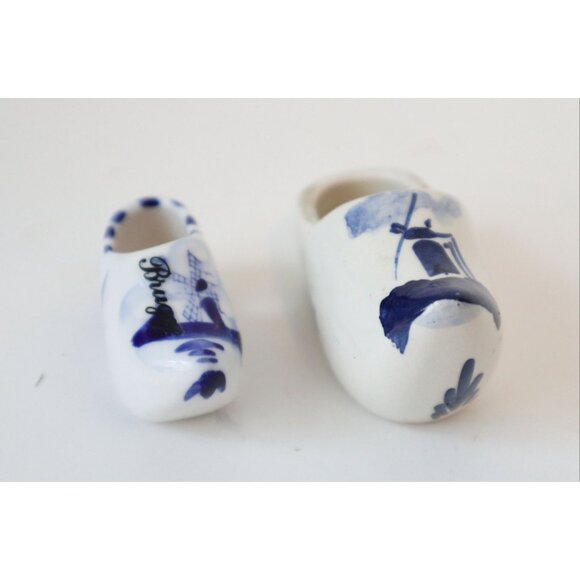 6 Vintage Delft Blue Dutch Shoe Ashtray Tulips Miniature Holland Delftware - Picture 2 of 6